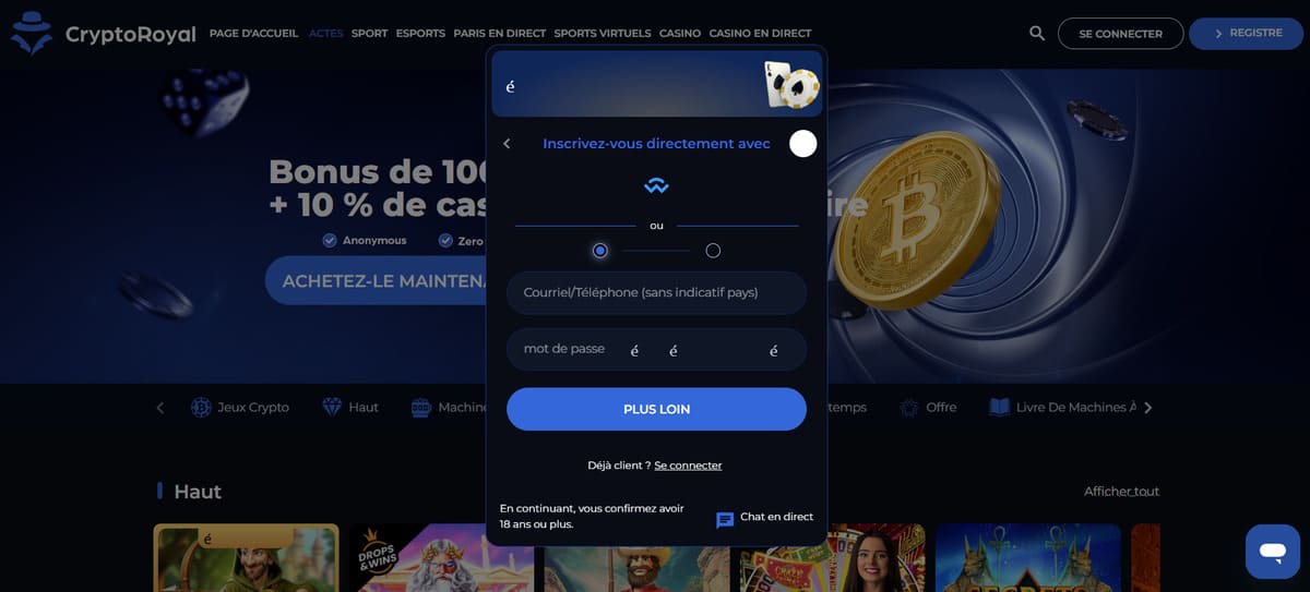 cryptoroyal casino inscription